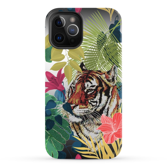 iPhone 12 Pro StrongFit Tiger in flowers by Kashmira Baheti