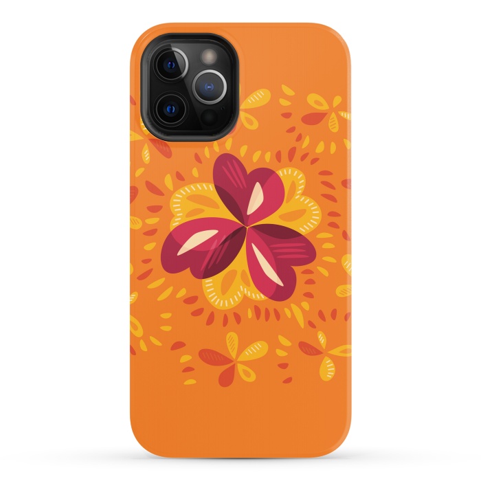 iPhone 12 Pro StrongFit Abstract Clovers In Pink Yellow And Orange by Boriana Giormova