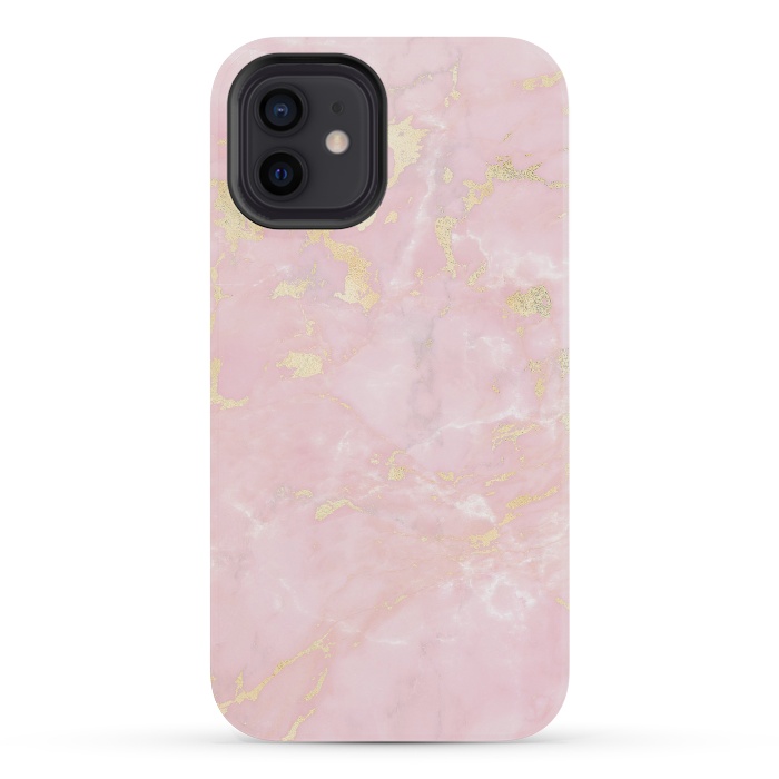 iPhone 12 mini StrongFit Metal Gold on Tender Pink Marble by  Utart