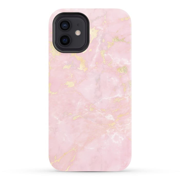 iPhone 12 StrongFit Metal Gold on Tender Pink Marble by  Utart