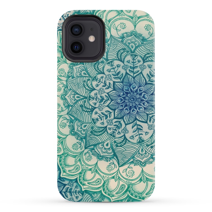 iPhone 12 mini StrongFit Emerald Doodle by Micklyn Le Feuvre