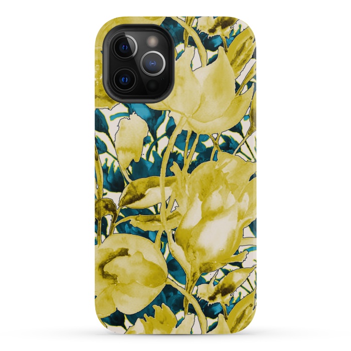 iPhone 12 Pro StrongFit Yellow watercolour floral by Kashmira Baheti
