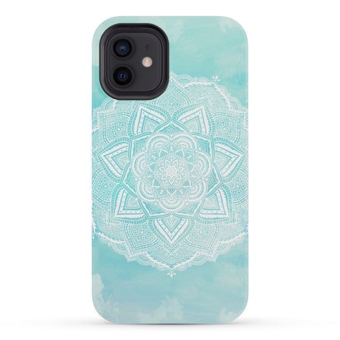 iPhone 12 mini StrongFit Mandala flower turquoise by Jms