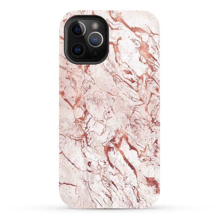 iPhone 12 Pro StrongFit ROSE GOLD MARBLE by Art Design Works