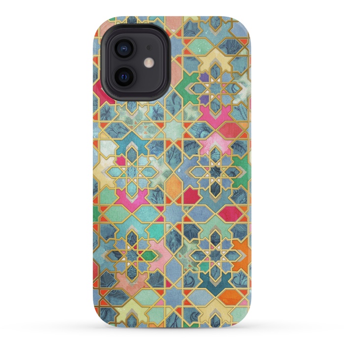 iPhone 12 mini StrongFit Gilt & Glory - Colorful Moroccan Mosaic by Micklyn Le Feuvre