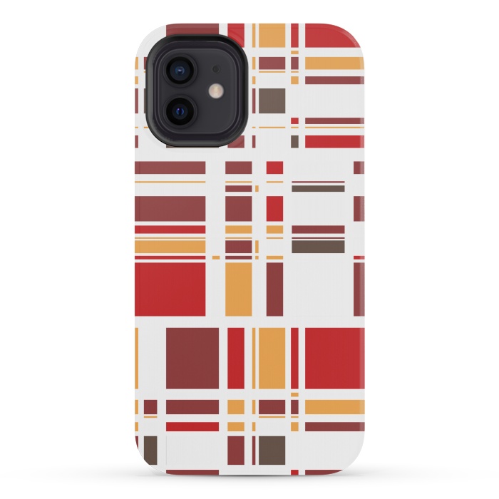iPhone 12 mini StrongFit Fourth Dimension Red Plaid by Majoih