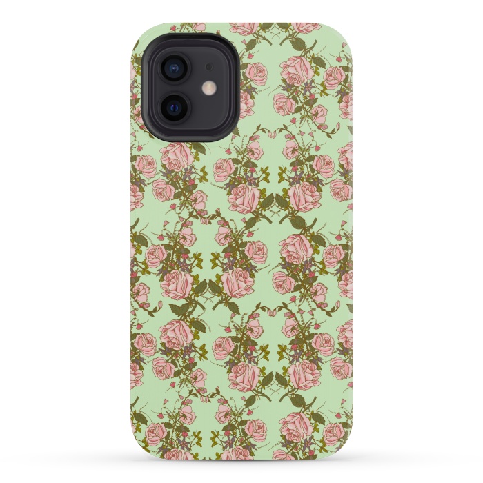 iPhone 12 mini StrongFit Vintage Rosy Floral by Quirk It Up