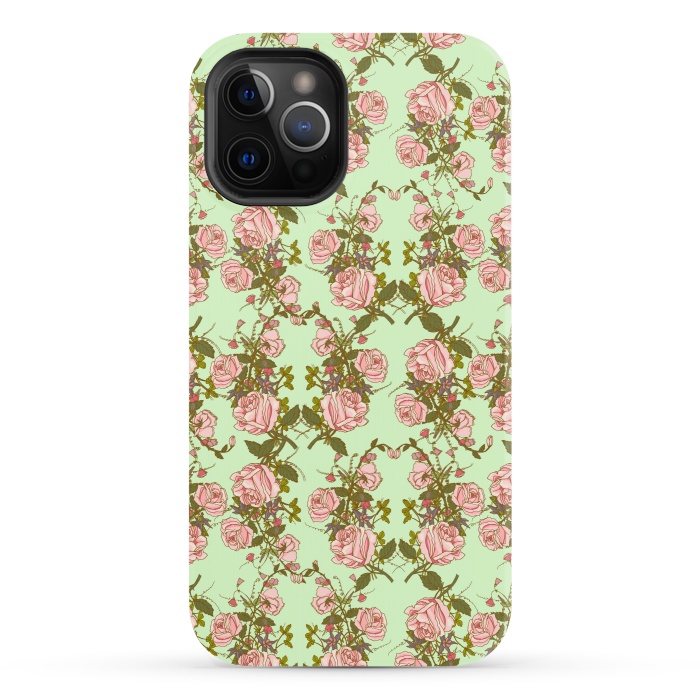 iPhone 12 Pro StrongFit Vintage Rosy Floral by Quirk It Up