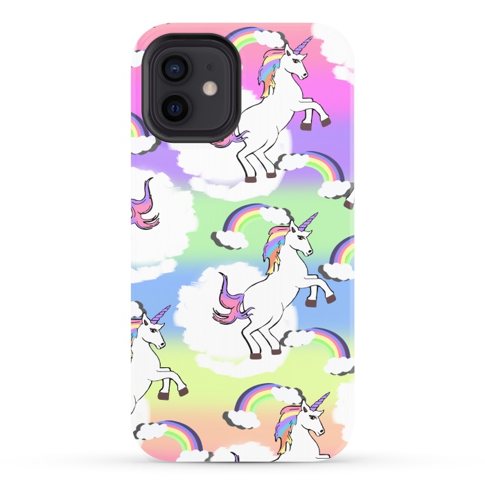 iPhone 12 StrongFit Rainbow Unicorns by MUKTA LATA BARUA