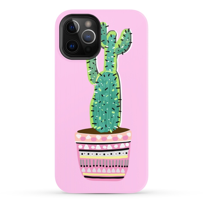 iPhone 12 Pro StrongFit Pink Cacti by MUKTA LATA BARUA