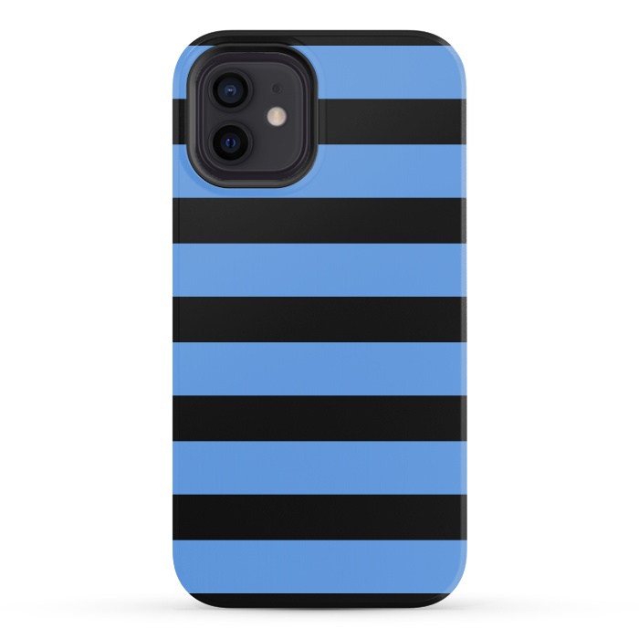 iPhone 12 mini StrongFit blue black stripes by Vincent Patrick Trinidad