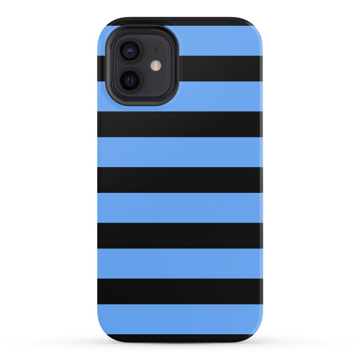 iPhone 12 StrongFit blue black stripes by Vincent Patrick Trinidad