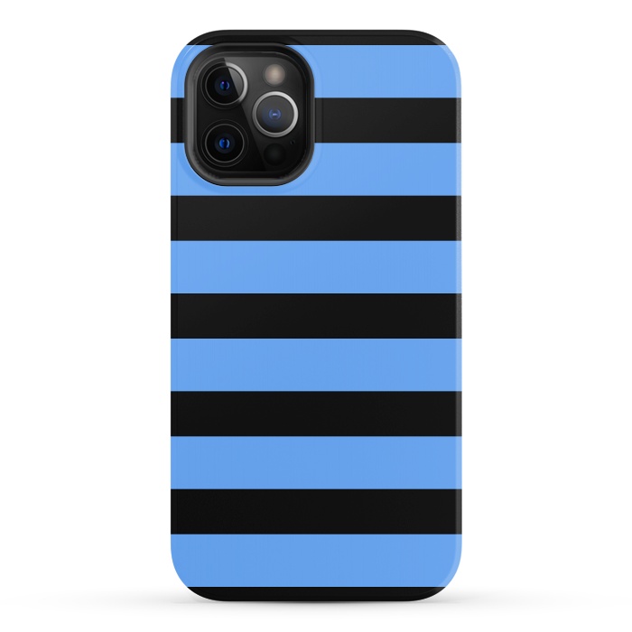 iPhone 12 Pro StrongFit blue black stripes by Vincent Patrick Trinidad