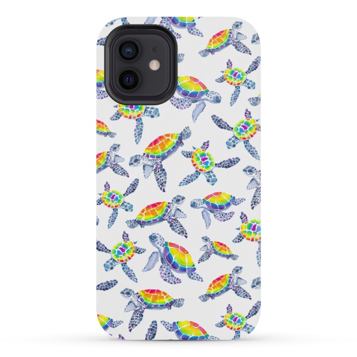 iPhone 12 mini StrongFit Technicolour Turtles by gingerlique