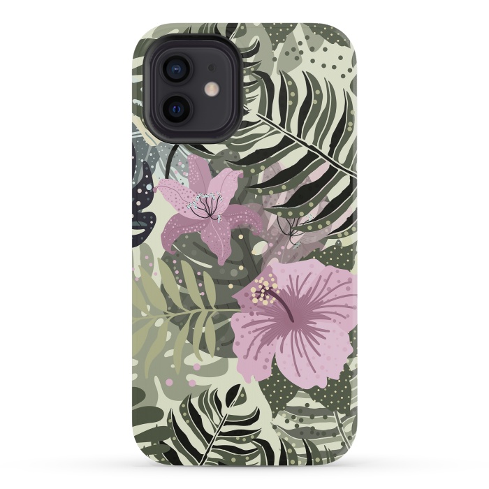 iPhone 12 mini StrongFit Pastel Green Pink Aloha Tropical Jungle by  Utart
