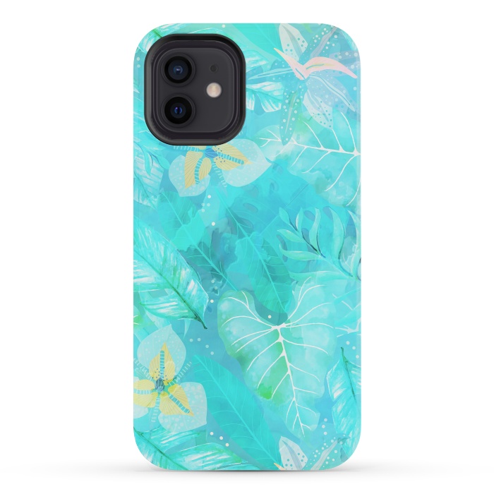 iPhone 12 mini StrongFit Teal Aloha Jungle by  Utart