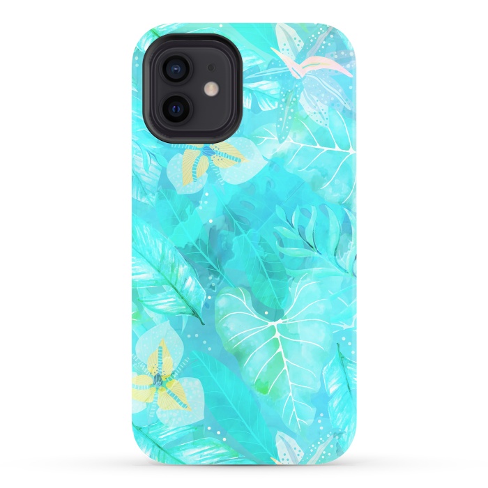 iPhone 12 StrongFit Teal Aloha Jungle by  Utart
