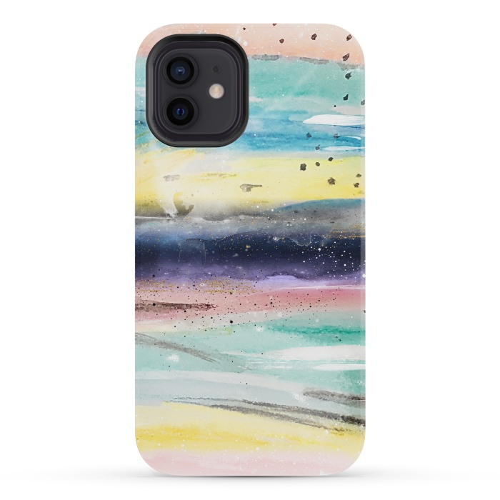iPhone 12 mini StrongFit Summer watercolor abstract art design by InovArts