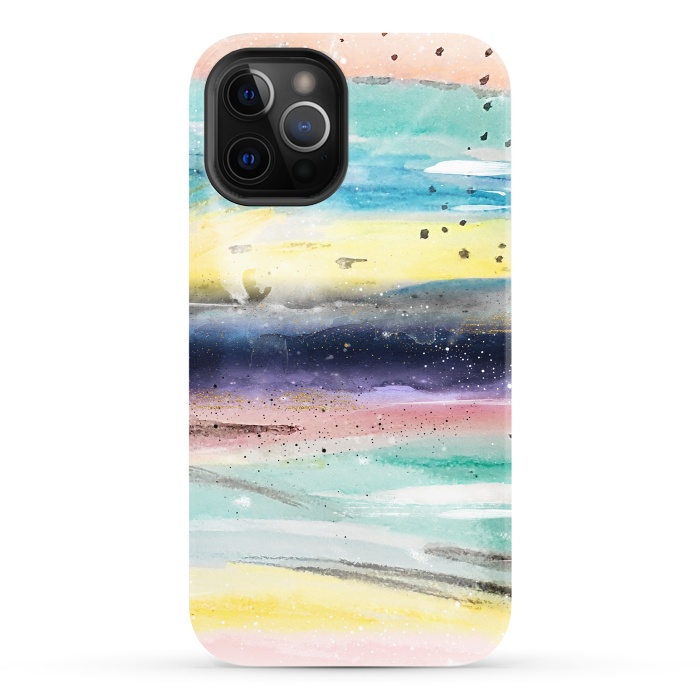 iPhone 12 Pro StrongFit Summer watercolor abstract art design by InovArts