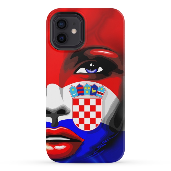 iPhone 12 mini StrongFit Croatia Flag Beautiful Girl Portrait by BluedarkArt