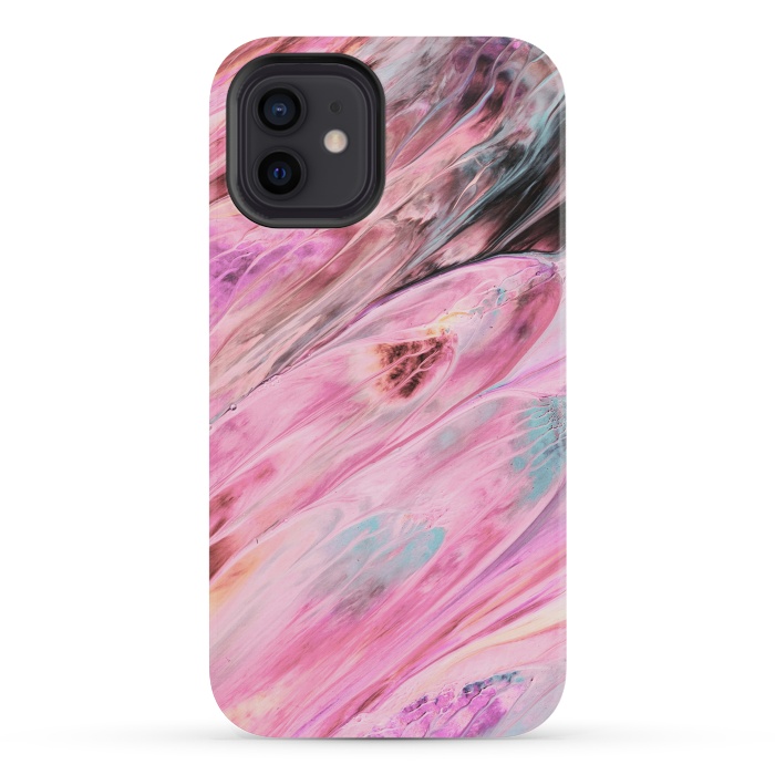 iPhone 12 mini StrongFit Pink and Black Ink Marble by  Utart