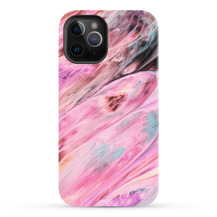 iPhone 12 Pro StrongFit Pink and Black Ink Marble by  Utart