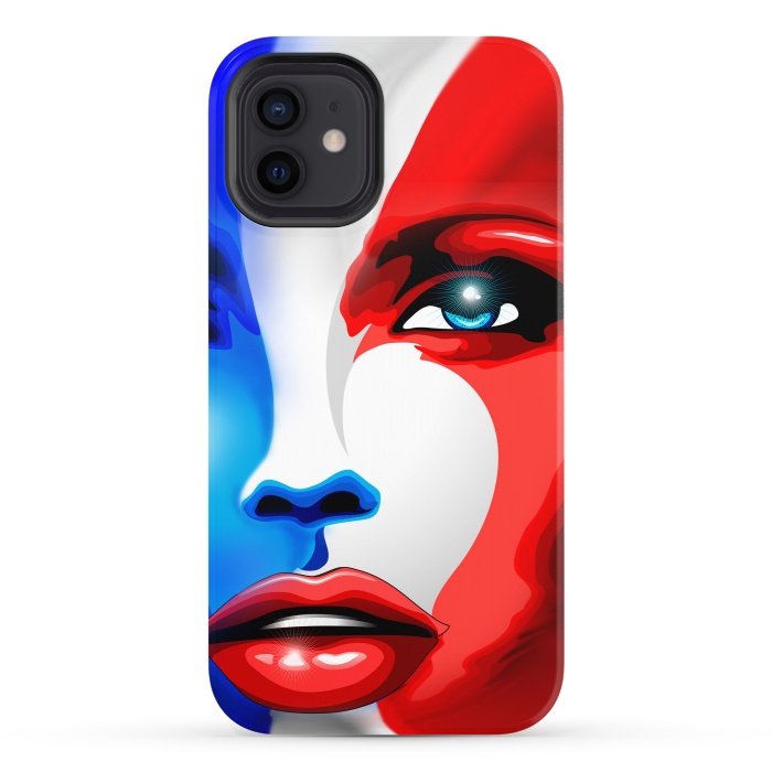 iPhone 12 StrongFit France Flag Beautiful Girl Portrait by BluedarkArt