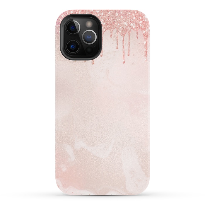 iPhone 12 Pro StrongFit Pink Glitter Rain  by  Utart