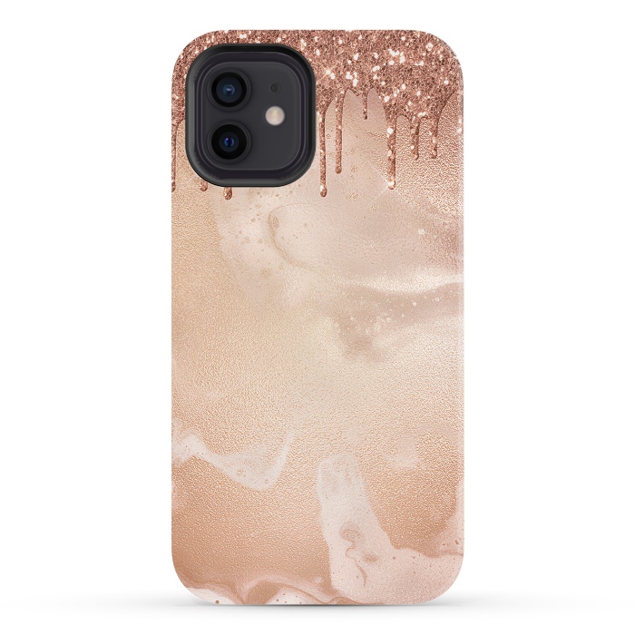 iPhone 12 StrongFit Copper Glitter Rain by  Utart