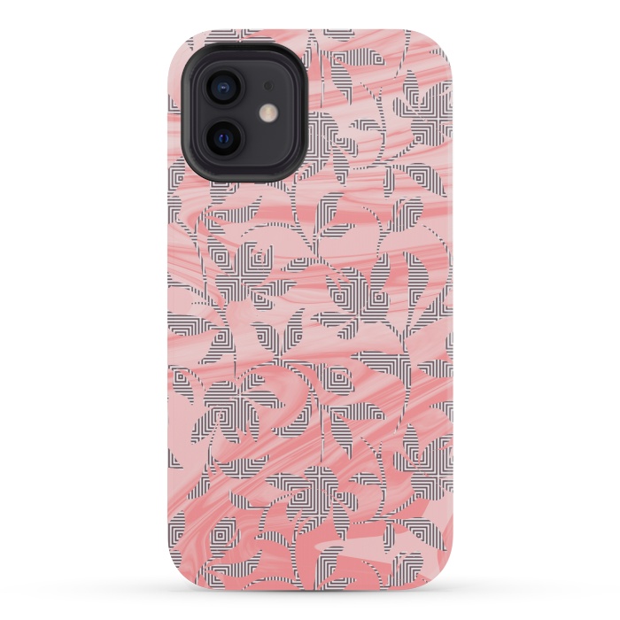 iPhone 12 mini StrongFit Marbled floral by Kashmira Baheti