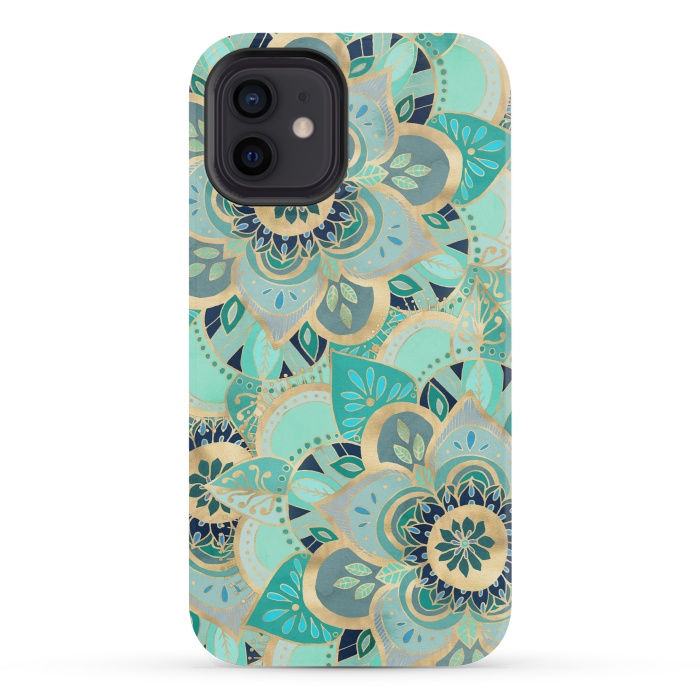 iPhone 12 mini StrongFit Emerald and Gold Mandalas by Tangerine-Tane