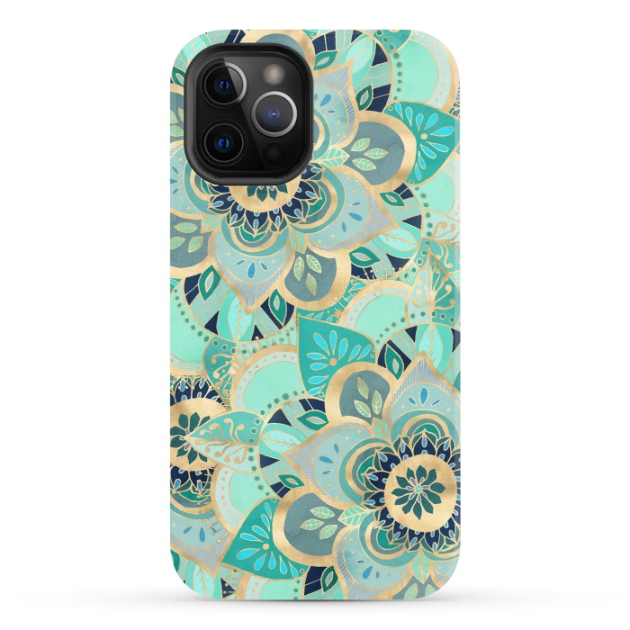iPhone 12 Pro StrongFit Emerald and Gold Mandalas by Tangerine-Tane