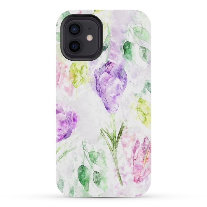 iPhone 12 mini StrongFit Watercolor Flora by Creativeaxle