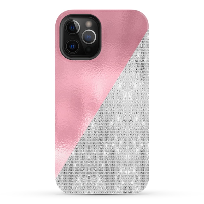 iPhone 12 Pro StrongFit Pink Silver Glitter  by Alemi
