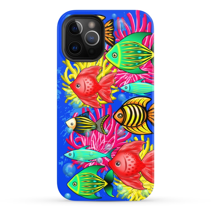 iPhone 12 Pro StrongFit Fish Cute Colorful Doodles  by BluedarkArt