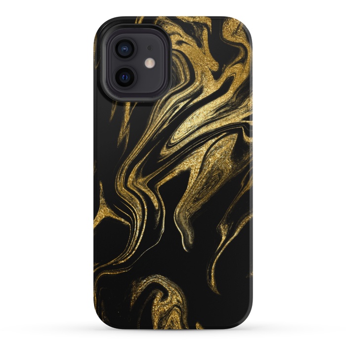 iPhone 12 mini StrongFit Gold Black Marble  by Alemi