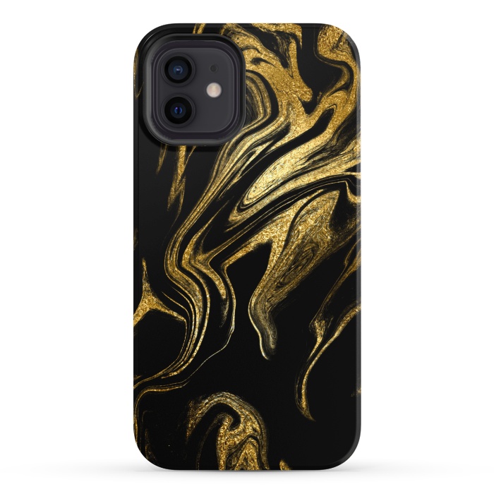 iPhone 12 StrongFit Gold Black Marble  by Alemi