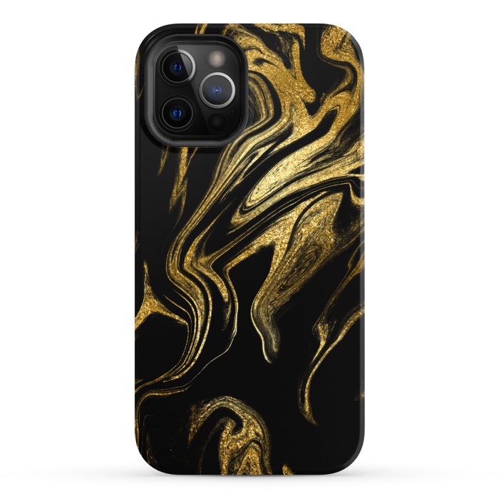 iPhone 12 Pro StrongFit Gold Black Marble  by Alemi