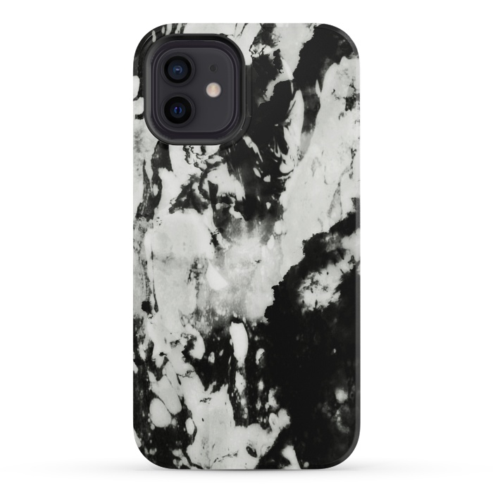 iPhone 12 mini StrongFit White black marble by Jms
