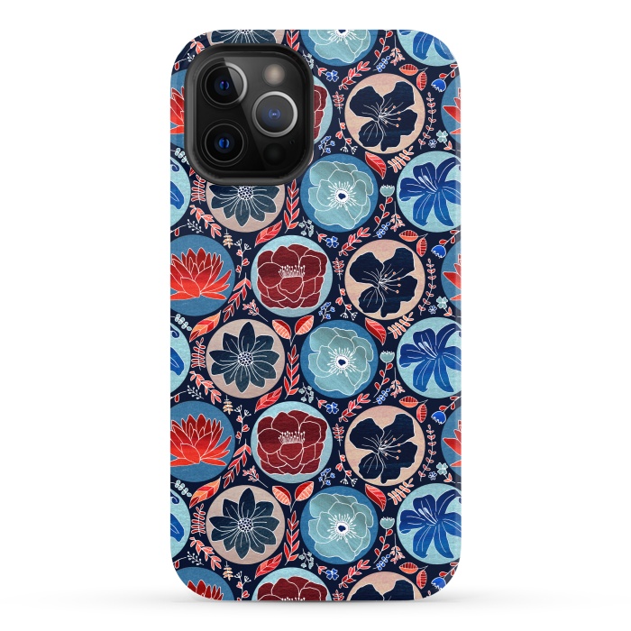 iPhone 12 Pro StrongFit Moody Polka Dot Floral  by Tigatiga