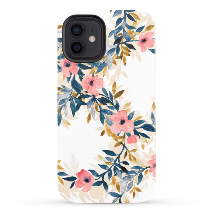 iPhone 12 StrongFit Spring Blossom Watercolor Wreath by Micklyn Le Feuvre