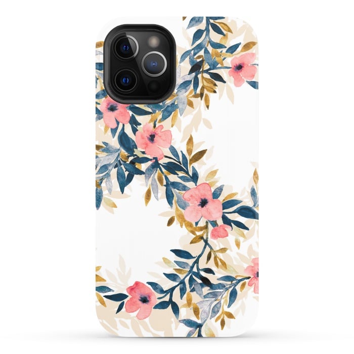 iPhone 12 Pro StrongFit Spring Blossom Watercolor Wreath by Micklyn Le Feuvre
