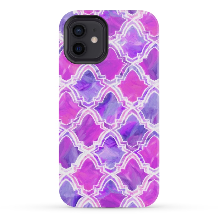 iPhone 12 mini StrongFit Marrakesh Inspired Moroccan In Magenta & Purple by Tigatiga