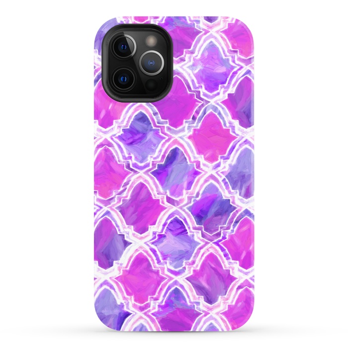 iPhone 12 Pro StrongFit Marrakesh Inspired Moroccan In Magenta & Purple by Tigatiga