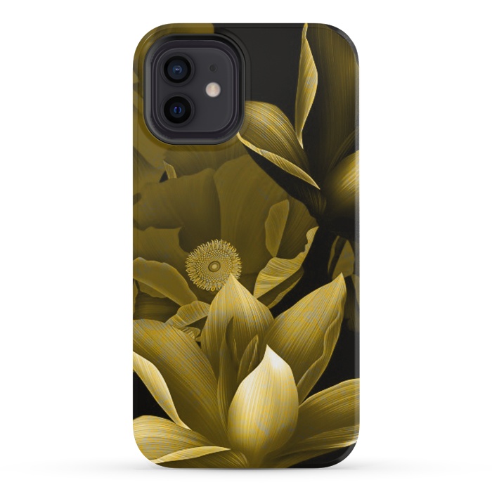 iPhone 12 mini StrongFit Gold floral by Kashmira Baheti
