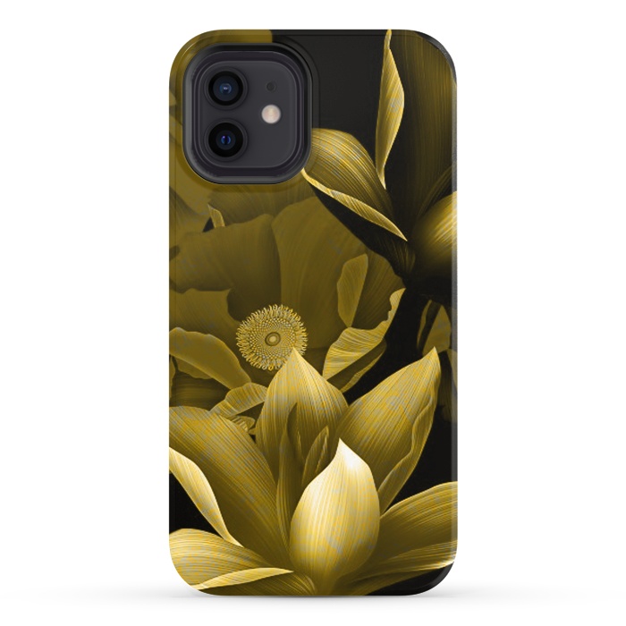 iPhone 12 StrongFit Gold floral by Kashmira Baheti
