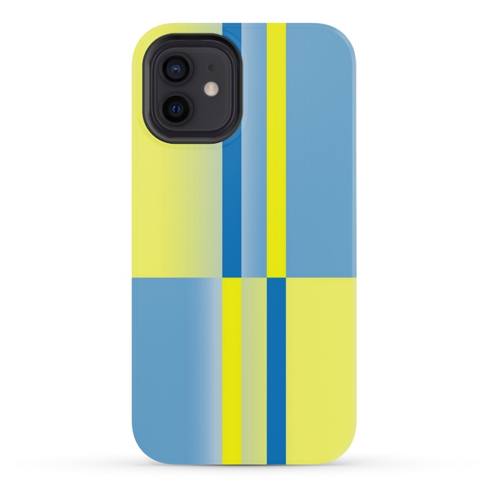 iPhone 12 mini StrongFit yellow blue lines pattern by MALLIKA