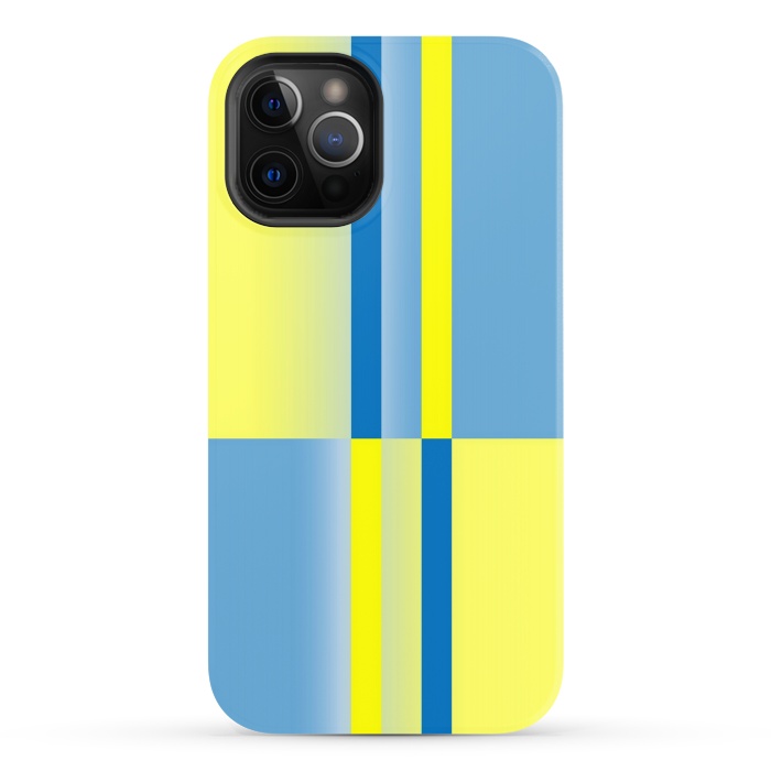 iPhone 12 Pro StrongFit yellow blue lines pattern by MALLIKA