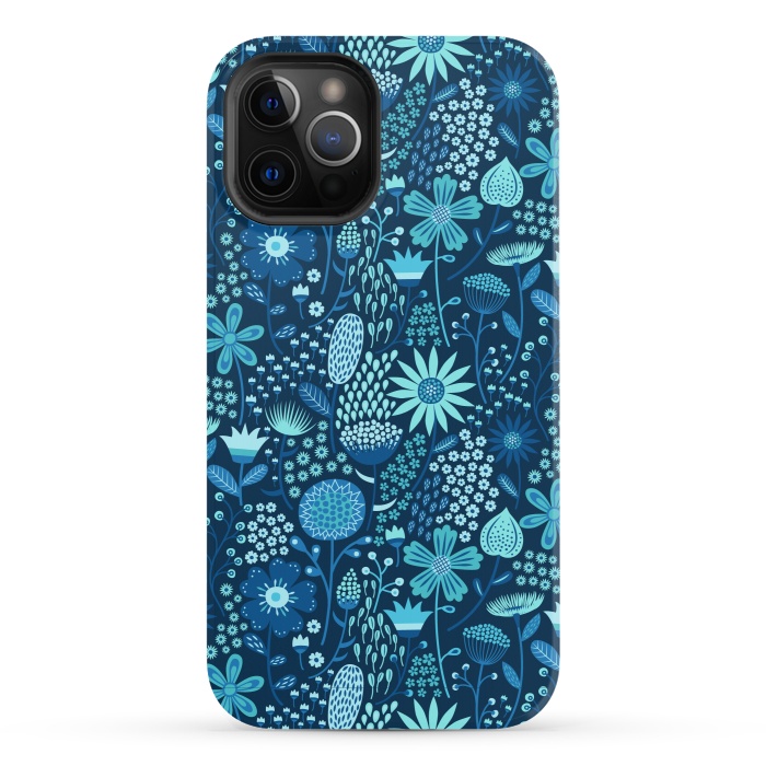 iPhone 12 Pro StrongFit Celebration Floral Blue by Portia Monberg