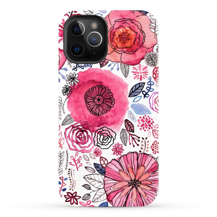 iPhone 12 Pro StrongFit Pink Floral Mix  by Tigatiga
